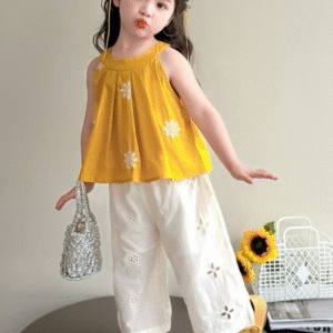 Suvarna Mustard Jute Lehenga Choli Set for Girls 03